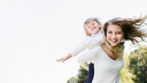 Mother and child play together